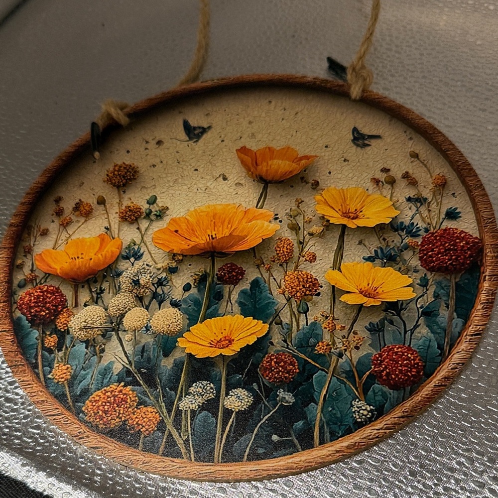 Floral Wall Art with Yellow and Orange Accents
